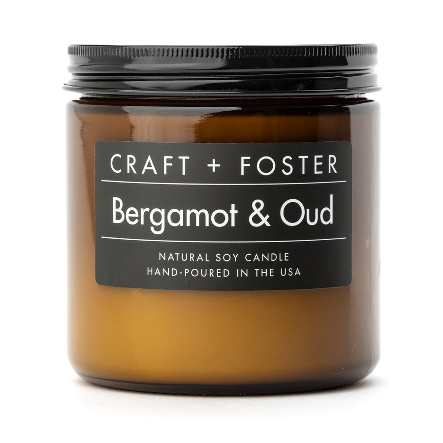 Craft + Foster Candle 8oz Bergamot & Oud - Natural Soy Wax Candle