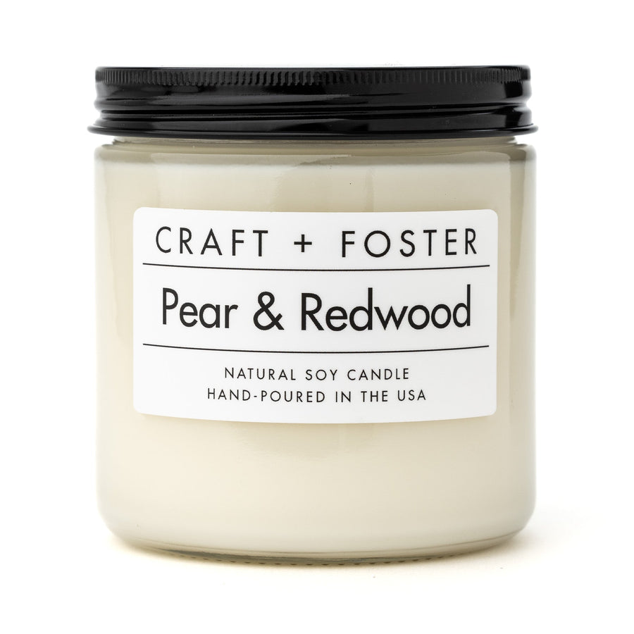 Craft + Foster Candle 8oz Pear & Redwood - Natural Soy Wax Candle