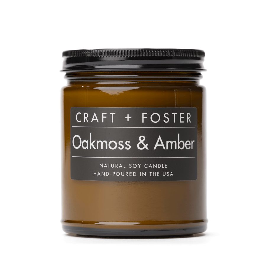 Craft + Foster Candle 8oz Oakmoss & Amber - Natural Soy Wax Candle