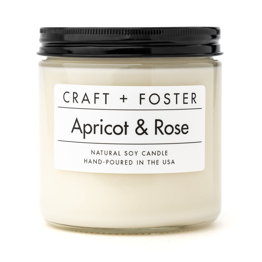Craft + Foster Candle 8oz Apricot & Rose - Natural Soy Wax Candle