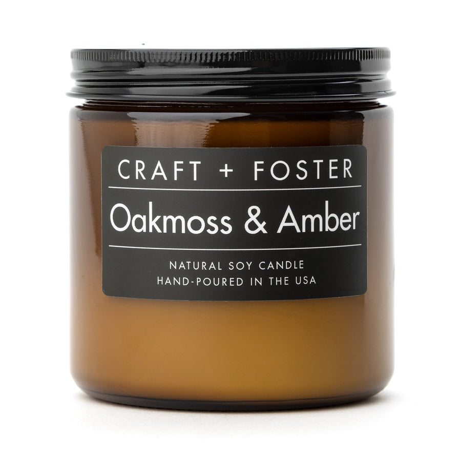 Craft + Foster Candle 8oz Oakmoss & Amber - Natural Soy Wax Candle