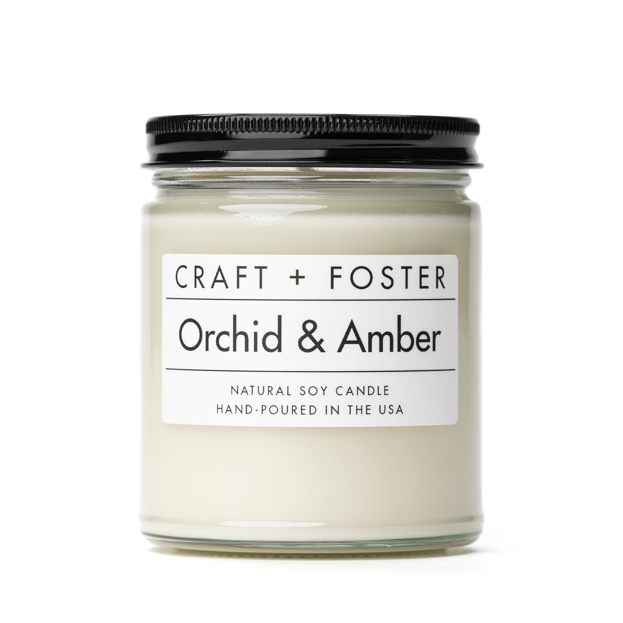 Craft + Foster Candle 8oz Orchid & Amber - Natural Soy Wax Candle